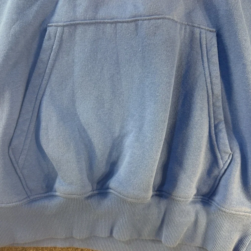 The North Face Hoodie Mens Small Blue Big Logo Pullover Sweatshirt‎ Fleece